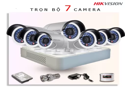 Trọn gói lắp đặt 7 camera Hikvision 2,0mpx fullHD (bao gồm nhân công)