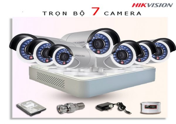 Trọn gói lắp đặt 7 camera Hikvision 2,0mpx fullHD (bao gồm nhân công)