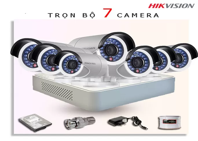 Trọn gói lắp đặt 7 camera Hikvision 2,0mpx fullHD (bao gồm nhân công)