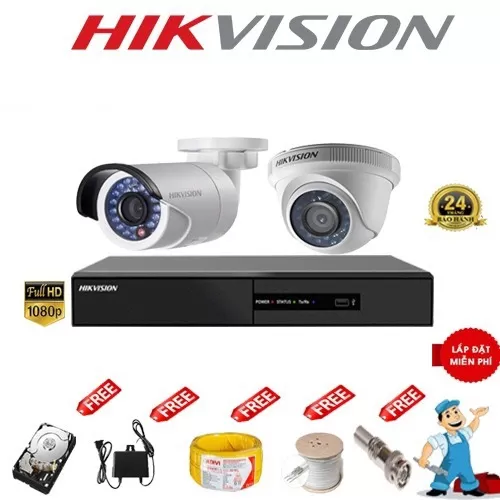 Trọn gói lắp đặt 2 camera Hikvision 2,0mpx fullHD (bao gồm nhân công)