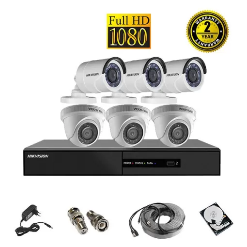Trọn gói lắp đặt 6 camera Hikvision 2,0mpx fullHD (bao gồm nhân công)