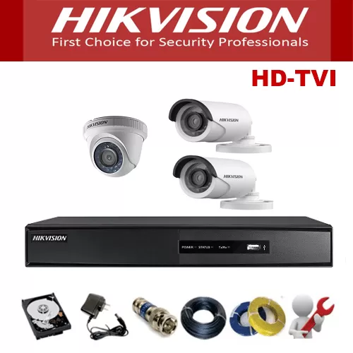 Trọn gói lắp đặt 3 camera Hikvision 2,0mpx fullHD (bao gồm nhân công)
