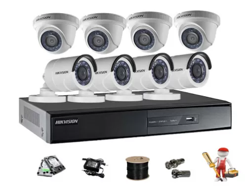 Trọn gói lắp đặt 8 camera Hikvision 2,0mpx fullHD (bao gồm nhân công)
