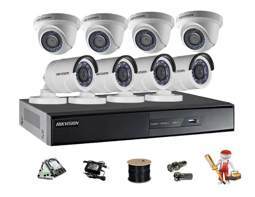 Trọn gói lắp đặt 8 camera Hikvision 2,0mpx fullHD (bao gồm nhân công)
